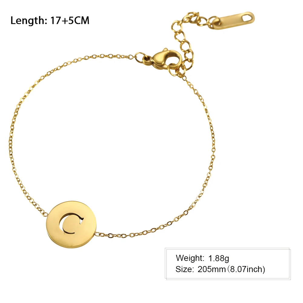 HIPEE Fashion Classic A-Z Initial Bracelet for Women Men Simple 26 Letter Stainless Steel Chain Bracelet For Women Jewelry Gifts