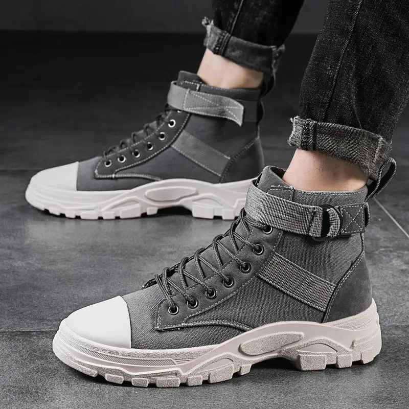 

Autumn Canvas Mountaineering Boots Martin Boots High Gang Men's Board Shoes Walking Leisure Trendy Shoes Men's Trendy War Shoes