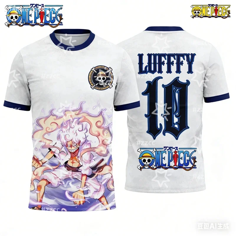 Einteiliges T-Shirt für Kinder mit Luffy-Strohhut-Crew-Print, Sommer, lässig, atmungsaktiv, kurzärmelig, Outdoor-Aktivitäts-Oberteil für Jungen
