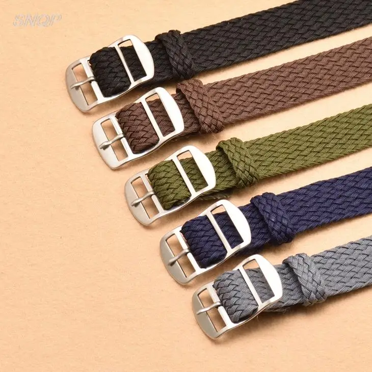 20mm 22mm Black Navy solid color for perlon woven nylon watchbands Bracelet fabric woven Watch Strap Band Black Buckle Belt