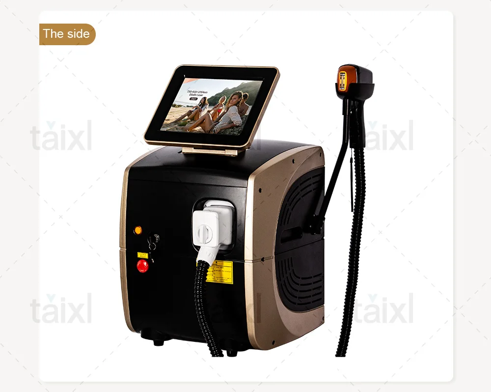 Máquina de depilación con diodo de 808 nm con 3 longitudes de onda, enfriamiento a temperatura constante, depilación permanente eficiente y indolora