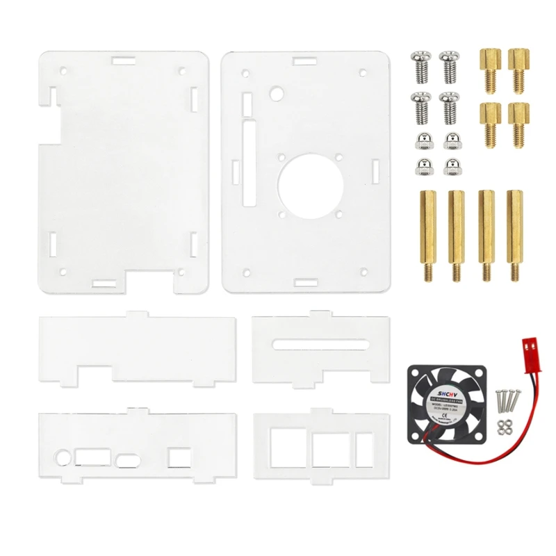 

for Case for Orange Pi 4 Lts with Cooling Fan Heat Dissipation Enclosure Clear Acrylic Motherboard Cover Radiator