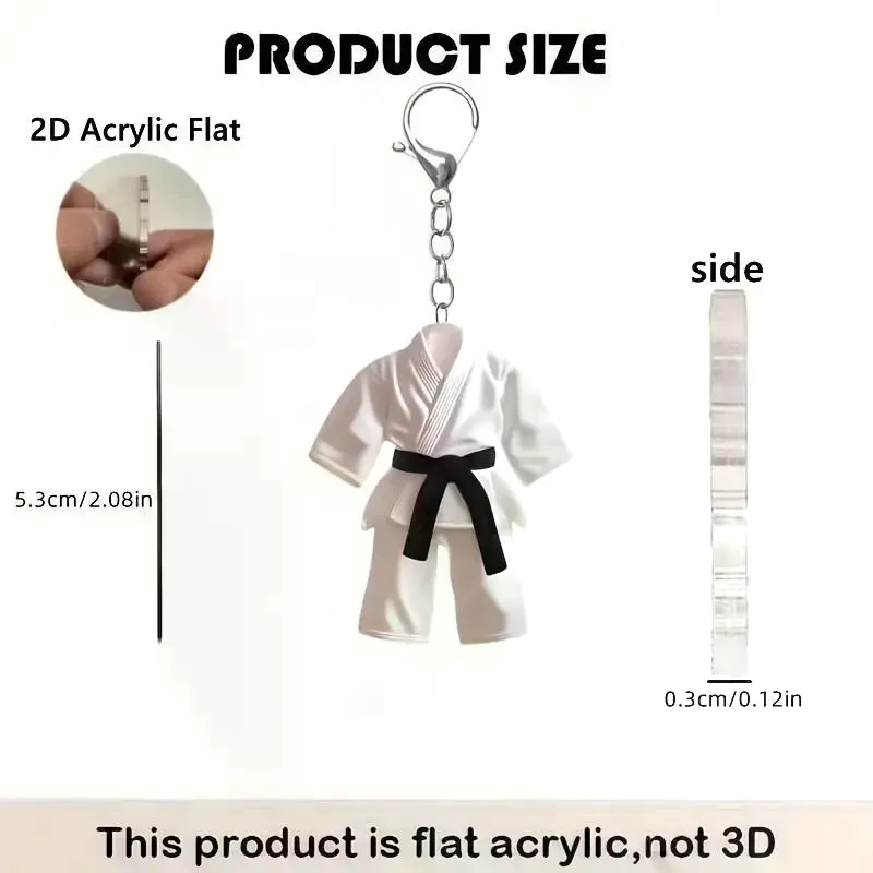 Taekwondo Clothes Pendant Keychain: Sports Themed Acrylic Ornament Charm 2D Flat Hanging Festive Party