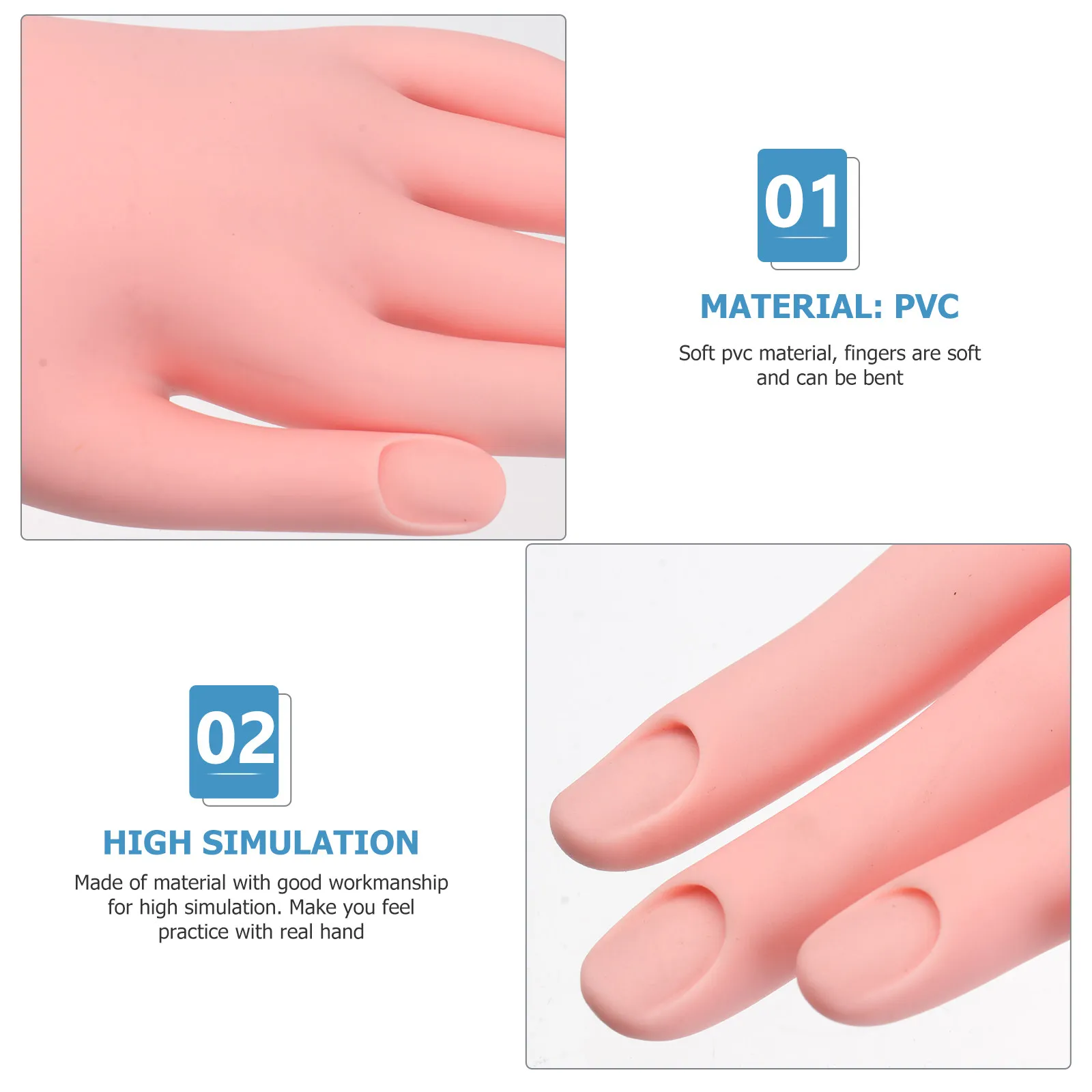 Nail Art Practice Fake Hand Bendable Finger Flexible Manicure Training Tool Nail Tips Insertable Hand Display Stand