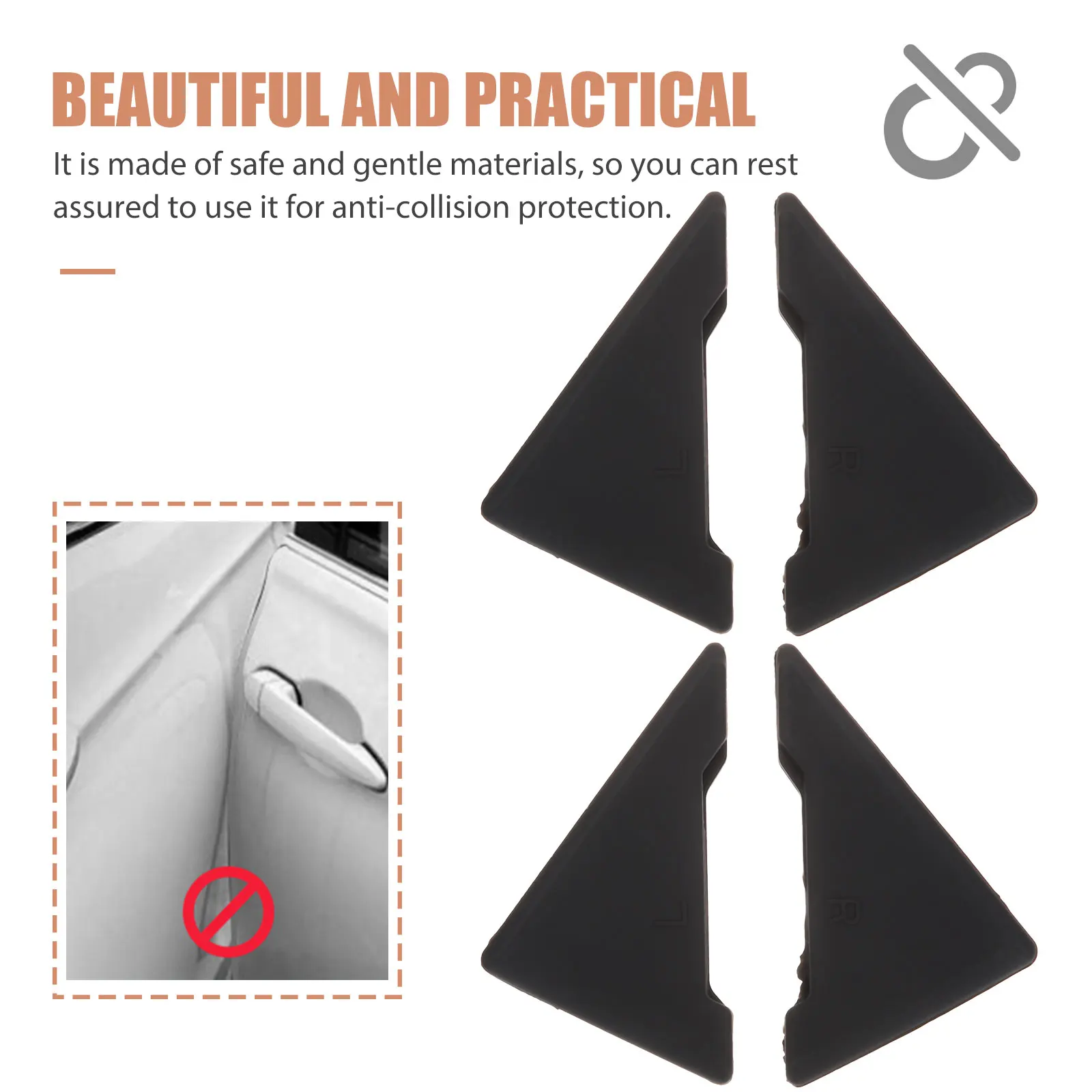 4 Pcs Car Anti Collision Stickers Edge Trim Safety Protectors Silicone Universal Guards Bumper Door Edges Vehicle Protector