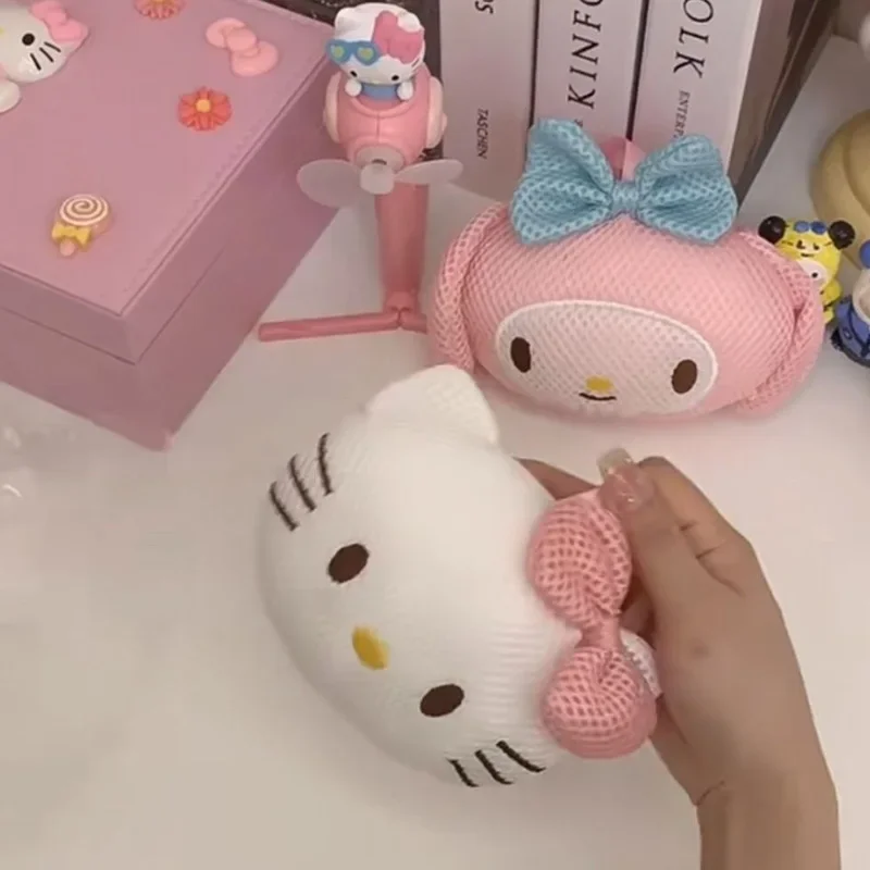 Cute Sanrio My Melody Bathing Flower Ball Y2k Hello Kittys Kawaii Cartoon Bubbling Back Rubbing Bathing Supplies Toys Girl Gifts