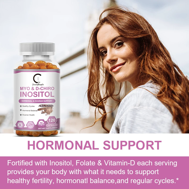 120p Myo-Inositol&D-Chiro Inositol Capsule with Folate Supports Ovarian Function,Hormone Balance,Fertility Supplements for Women