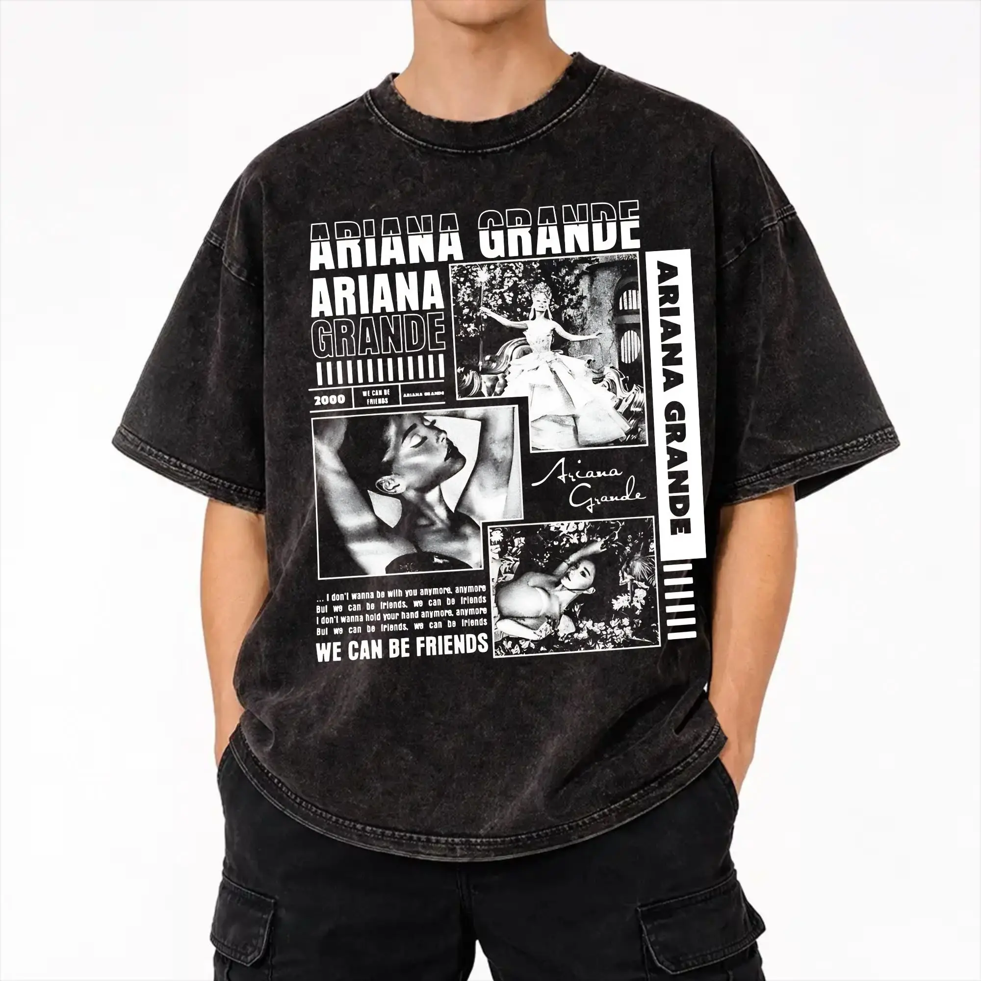 Arianas Grandes The Eternal Sunshine Tour 2026 T Shirt Hip Hop Washed Short Sleeve T-Shirts  Casual Men Women Streetwear