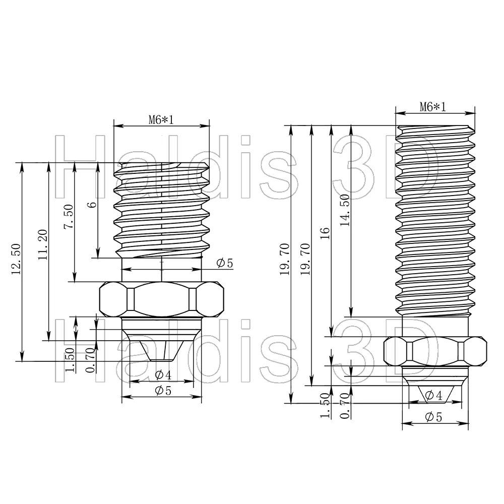 V6 Volcano Düse 0,4/0,6/0,8mm Gold DLC Gehärteter Stahl Kupfer Bimetall Düsen für V6/Volcano Hotend 3D-Drucker Ersatzteil – Detail 7