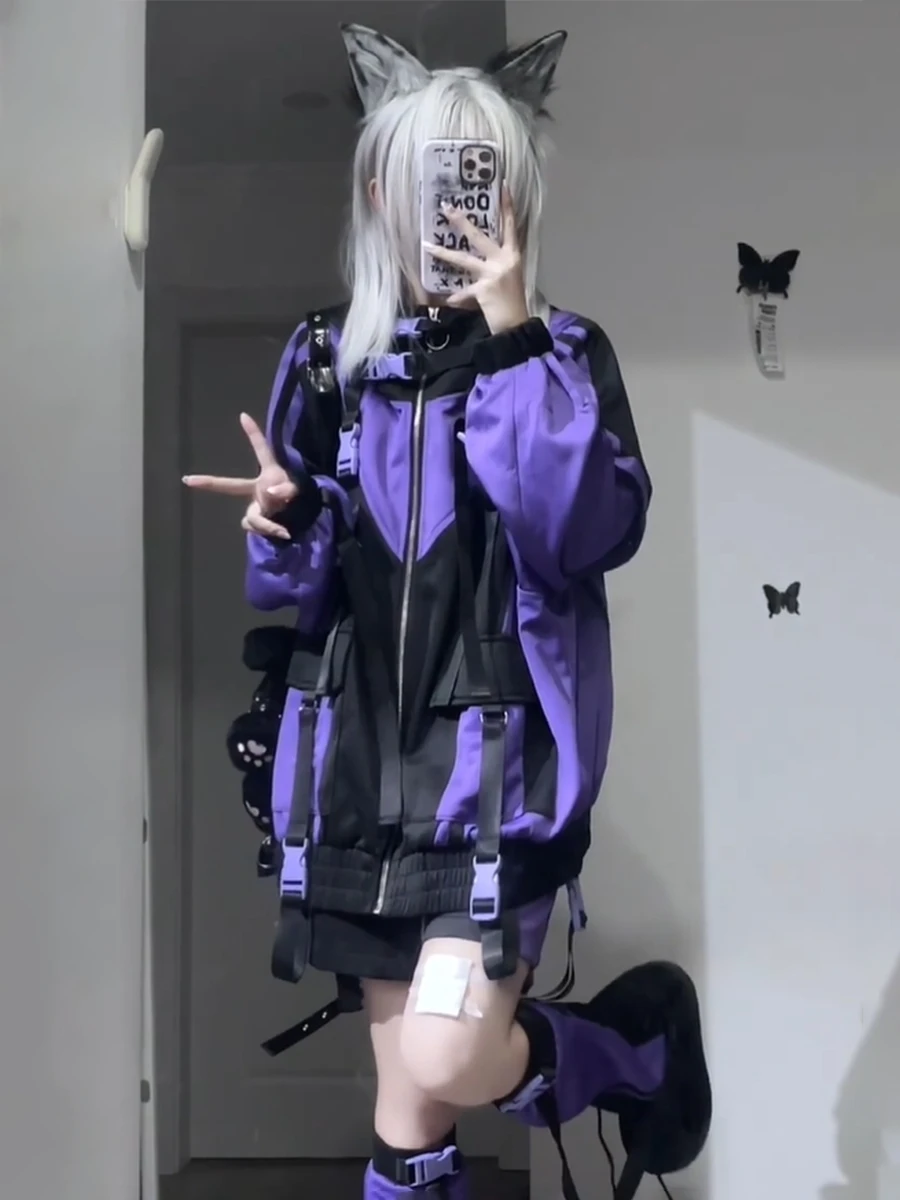 Nadměrná bunda, trenčkot pro muže a ženy, podzimní jednobarevný, japonská móda, vintage, ležérní, high street, s kapucí, funkční, větruodolný - náhled 4