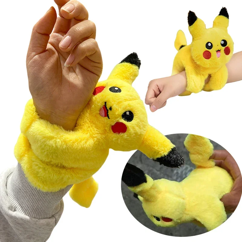 Pokemon Pikachu Doll Lying on The Hands Wrist Snap Ring Stuffed Toys Anime Cartoon Cute Doll Bracelet Wrist Lying Down New Gifts