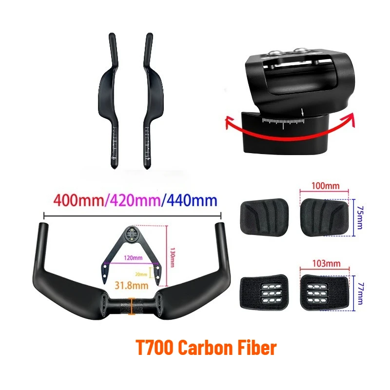Carbon TT Bike Handlebar Bike Aero Bar Adjustable Height Angle Rest Bar Ironman Tri Bike Extender Handlebars Bicycle Accessories