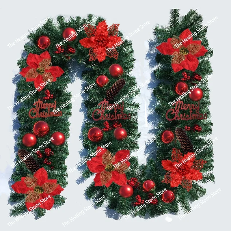 2.7 meters red fruit rattan Christmas PVC Christmas rattan with light battery box tied light rattan