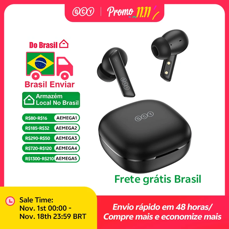 QCY HT05 MeloBuds ANC fone de ouvido sem fio 40dB cancelamento de ruído Bluetooth 5.2 fone de ouvido 6 microfone ENC HD chamada TWS fones de ouvido modo de transparência