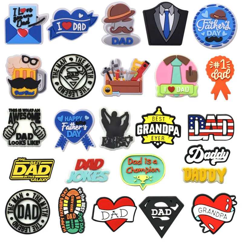 1pcs Father's Day Shoe Charms Shoe Accessories Decorations Fit Wristband  Charm Party Present