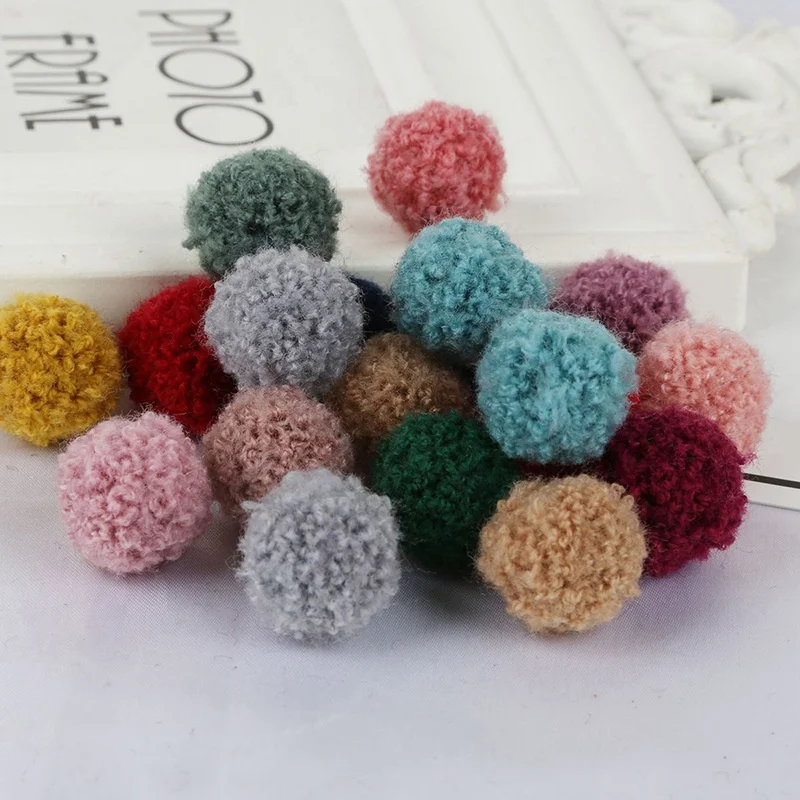 60Pcs 20mm Curly Pompon Plush Balls DIY Craft Earrings Pendant Hair Accessories Clothing Hat Wedding Decor Materials Pompoms