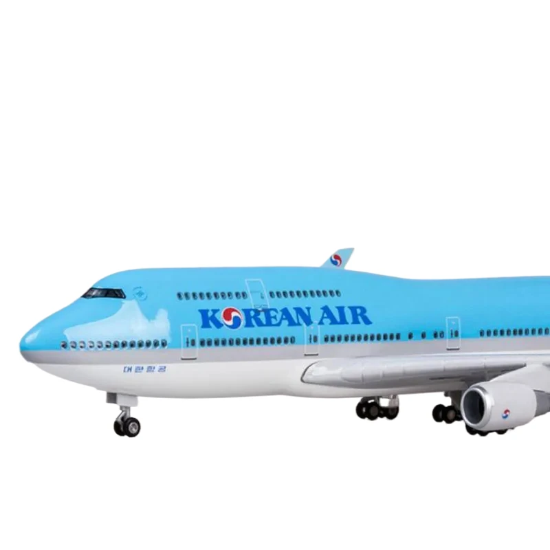 1/150 Scale 47CM Airplane B747-400 Aircraft Korean International Airline Model W Light and Wheel Diecast Plastic Resin Plane