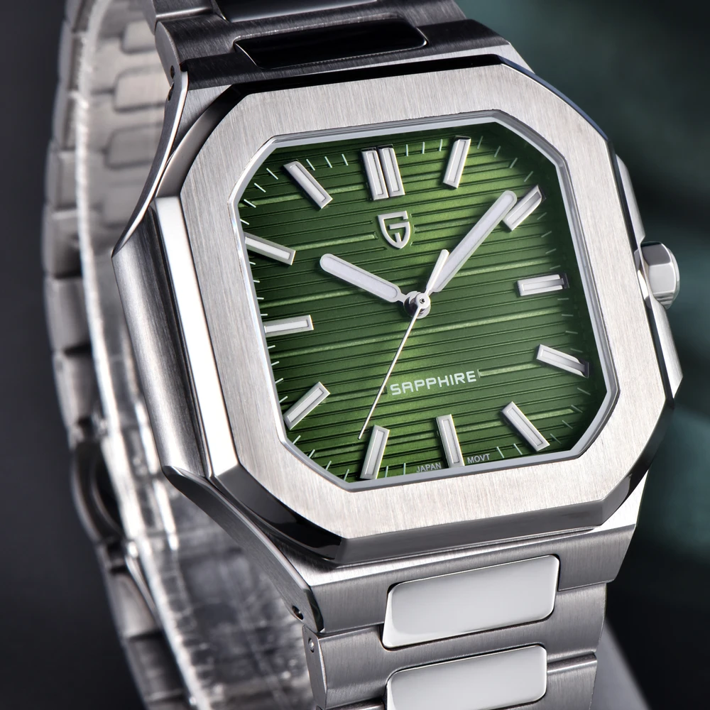 

Мужские кварцевые часы PAGANI DESIGN 2026, новые, роскошные, квадратные, из нержавеющей стали, спортивные, с люминесцентным покрытием, водонепроницаемые, с японским механизмом VH31.