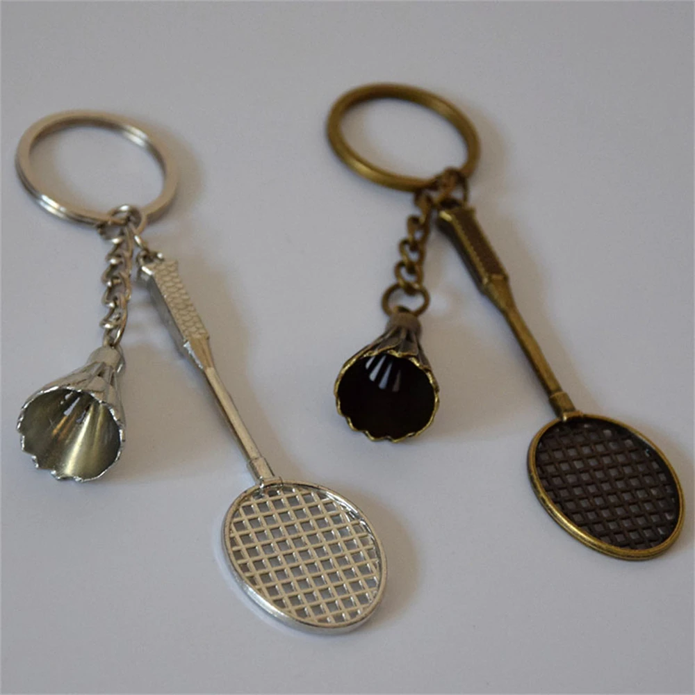 Creative Badminton Racket Pendant Keychain Vintage Sports Funny Keyrings Car Trinket Key Holder Waist Buckle Bag Ornaments Gifts - zdjęcie 1