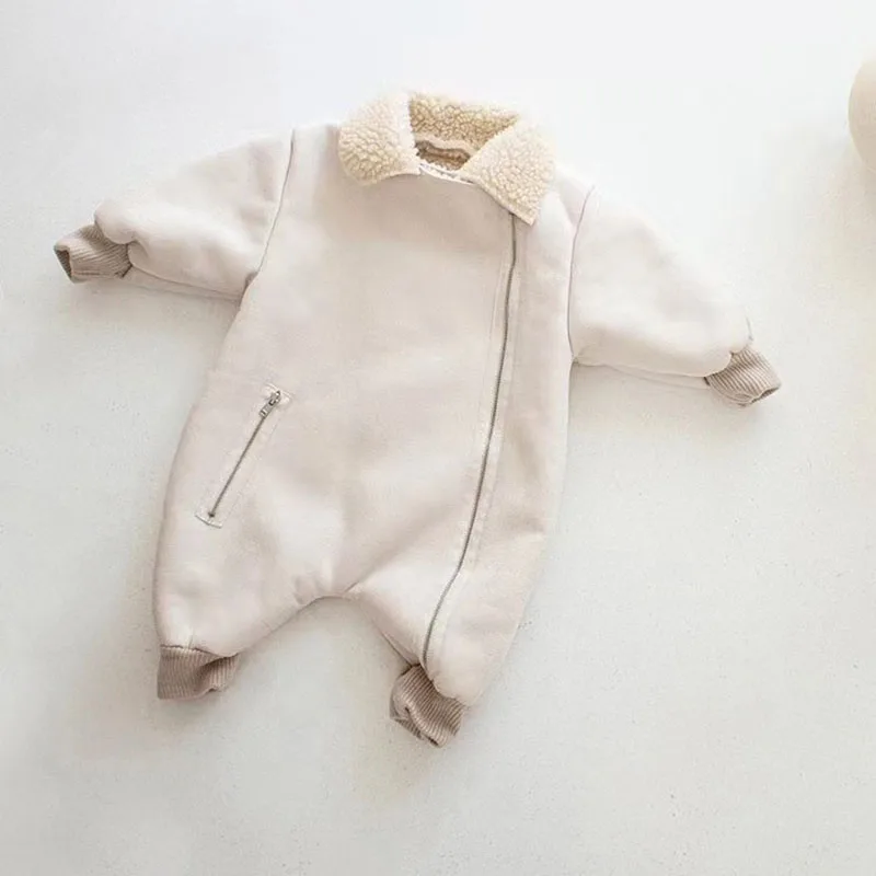 Thicken Baby Kids Winter Clothing Lapel Zipper Bodysuits & One-Pieces Newborn Infants Girl Boys Rompers Padded Jumpsuit 0-2 Year