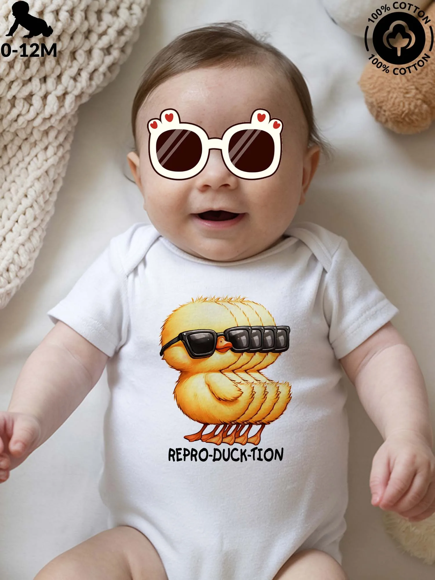 

Детский комбинезон Repro-Duck-Tion унисекс, мягкий комбинезон из чистого хлопка, всесезонное белое боди 190GSM
