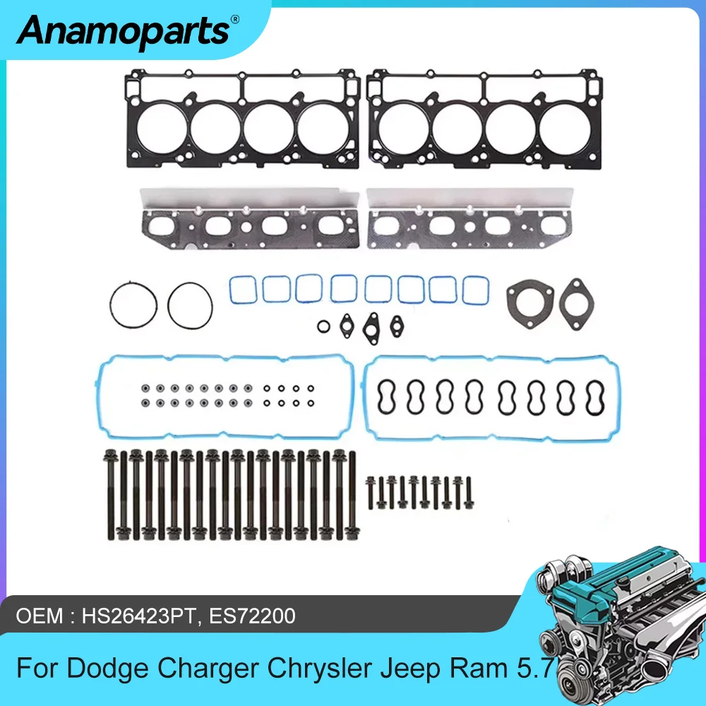 Engine Parts Full Gasket Bolt Set Fit 5.7 L V8 Gas For 09-15 Dodge Charger Chrysler Jeep Ram 5.7L HEMI  HS26423PT, ES72200
