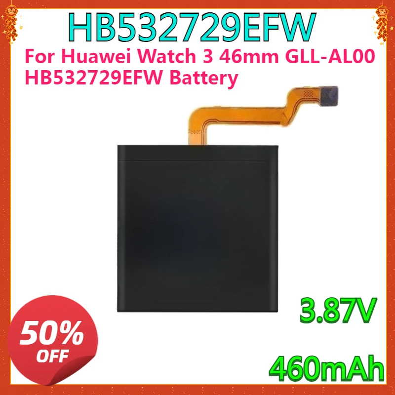 

New High Quality Replaceable Battery for Huawei Watch 3 46mm GLL-AL00 HB532729EFW Battery Capacity 460mAh HB532729EFW/EFW-A