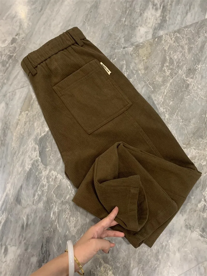 

Retro Loose Men's Casual Pants Autumn Winter Straight Leg Velvet Nine Points Leisure Trousers Trendy Waed Denim Pants