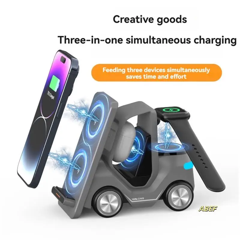 小型フォークリフトワイヤレス充電器急速充電充電ステーション 3 で 1 高速充電器ベーススタンド携帯電話用