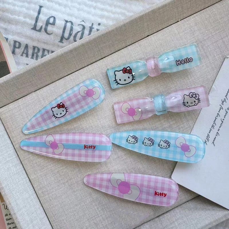 Sanrios مرحبا كيتي مقاطع الشعر للنساء الجانب الانفجارات مخلب كليب لطيف كيتي القط الفتيات دبابيس الشعر المألوف إكسسوارات الشعر هدايا