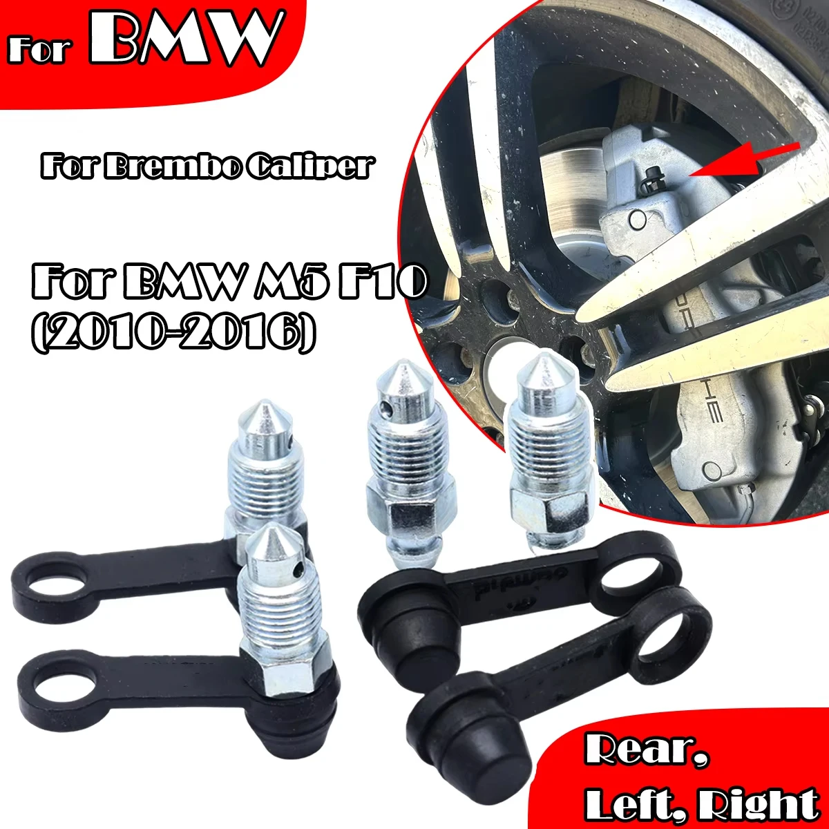 

For BMW M5 F10 Rear Left Right Brake Caliper Bleed Nipples Screws Repair Kit Bleeder Valves Dust Caps 2010 -2016 34116780509