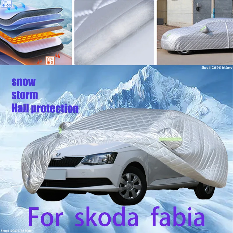 

For skoda fabia 1 Outdoor Cotton Thickened Awning For Car Anti Hail Protection Snow Covers Sunshade Waterproof Dustproof