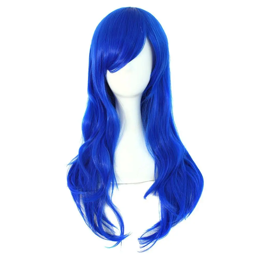 

28 70cm Long Curly Navy Blue Hair Ends Costume Cosplay Wig