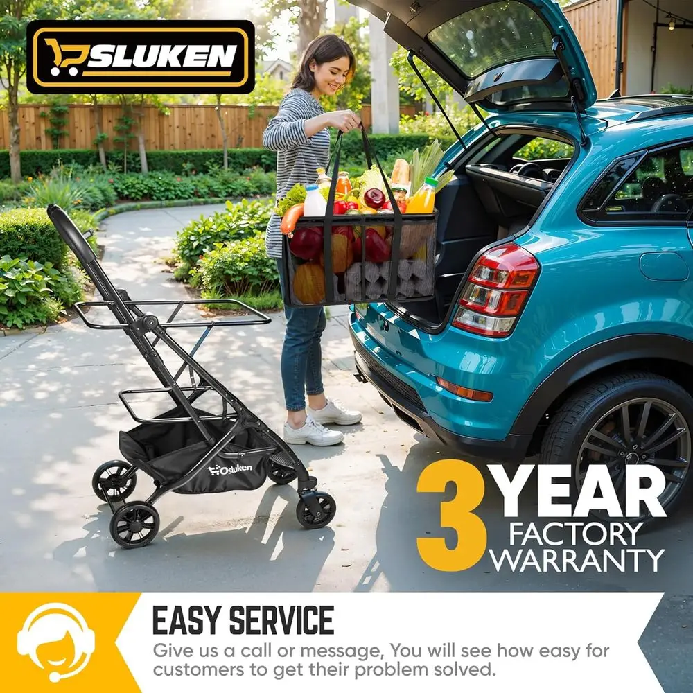 عربة تسوق قابلة للطي بوزن 75 رطل مع عجلات، 360 درجة ° سلة دوارة قابلة للإزالة، محمولة للبقالة والغسيل والتخييم #6