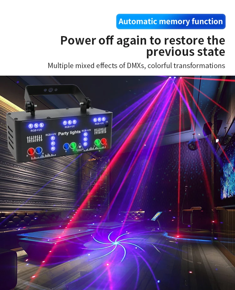 HCWE  21 Lens LED Stage Lamp DJ Projector Strobe Effect Laser Lights Party 21 Eyes Disco Light for Night Club Bar KTV Lighting