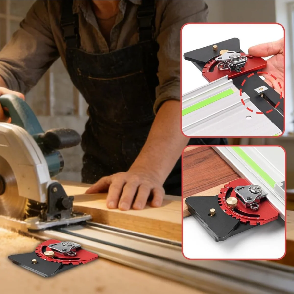 

Adjustable Angle Track Saw Guide Rail Square with 11 Positive Angle Stops for Straight Cuts Crosscut Edges Carpentry Beginners