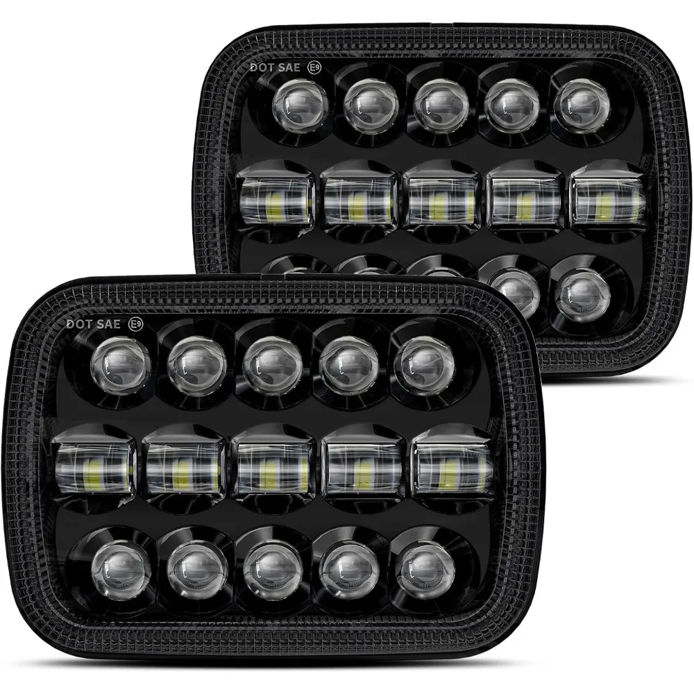

110W 5x7 Led Headlights 7x6 H6054 headlight Hi/Low Sealed Beam Compatible with Jeep Wrangler YJ Cherokee XJ Ford GMC Toyota Nis