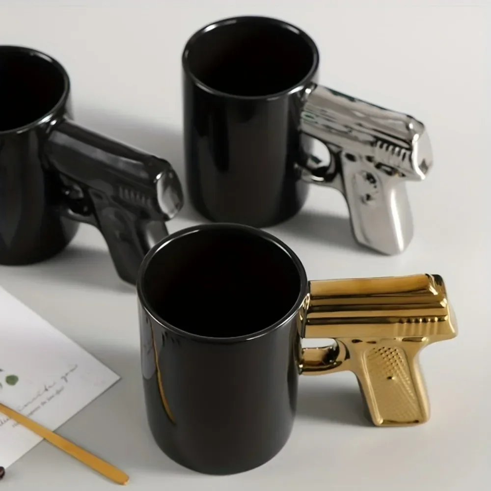 

1pc Novelty Ceramic Coffee Mug With Pistol Handle Gun Mug Pistol Cup Coffee Cup Pistol Mug 3D Creative Decorative Gifts