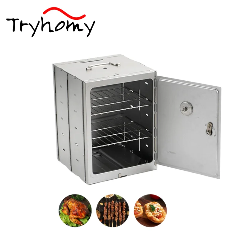 Outdoor Folding Oven Camping Baking Smoker BBQ Grill Insulation Picnic Barbecue Stove Cookware Portable Stainless Steel Oven