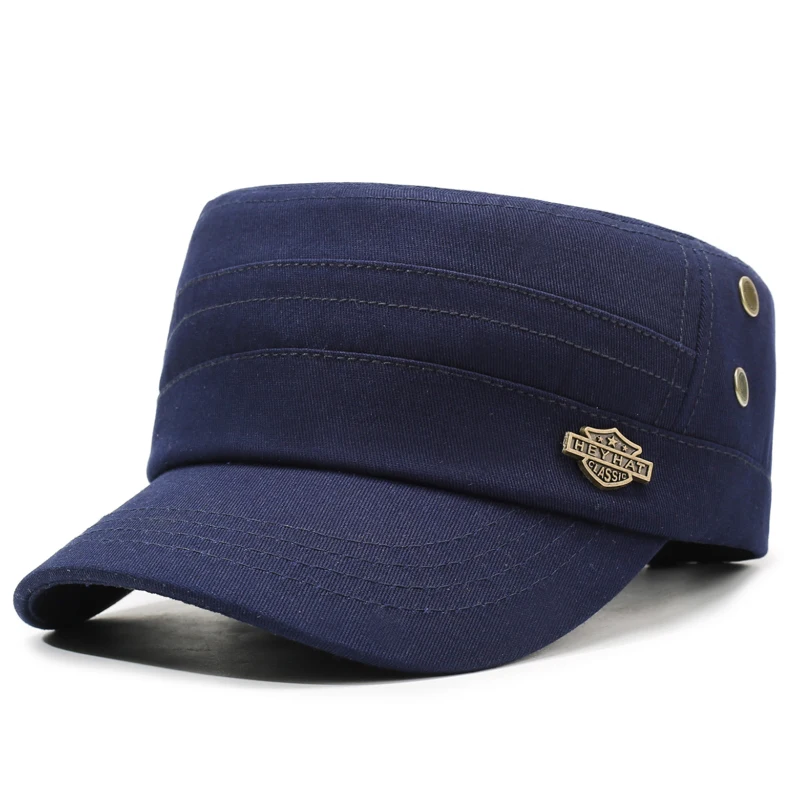 Einfarbiger, lässiger, minimalistischer, vielseitiger Flat-Top-Hut zum Sonnenschutz bei Outdoor-Aktivitäten im Frühling und Herbst – Detail 6