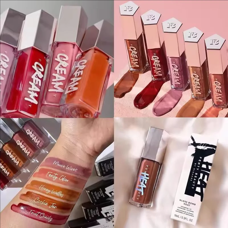 مزدوج 11 مهرجان أفضل بائع Fenty Beauty 15 لون الشفاه الصقيل عالي اللمعان الماس متلألئ الزجاج مثير مستحضرات التجميل المغذية