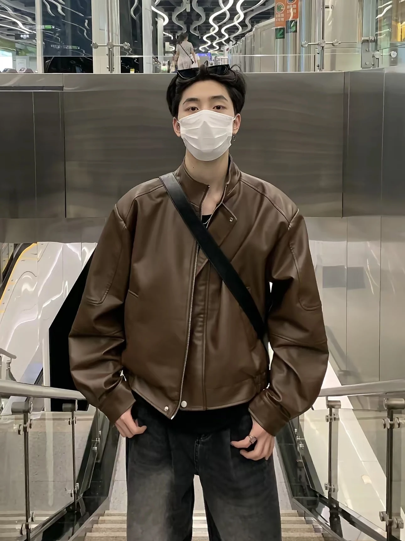 

Американский Sle коричневый воротник-стойка мотоциклетный джет мужской осенне-зимний повседневный свободный универсальный удлиняющий ор пальто