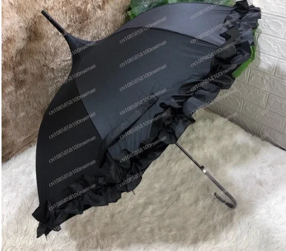 Baota type vinyl sun protection princess umbrella semi-automatic long handle rain umbrella LOLITA