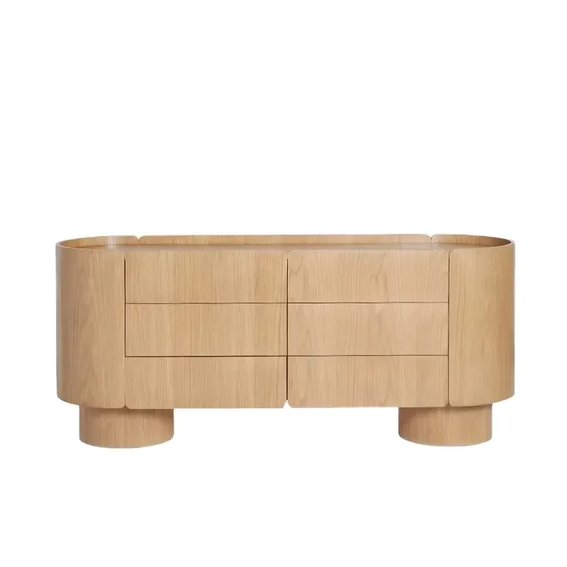 Contemporary 6-Drawer Dresser Modern Nordic Style Chest Storage Side Cabinet for Living Room Foldable Interior Decoration