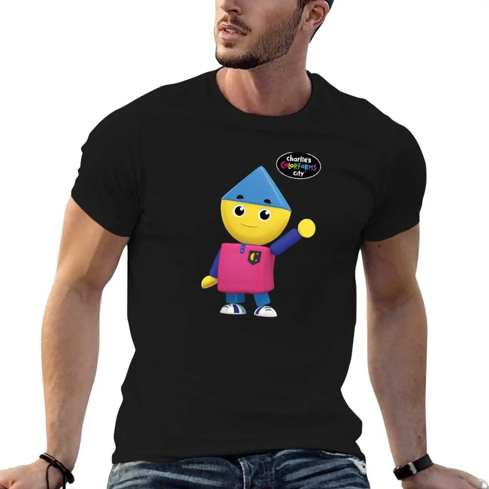 

Charlie's Colorforms City - Charlie Waving T-Shirt cotton t shirts high quality t shirt man casual T-Shirt