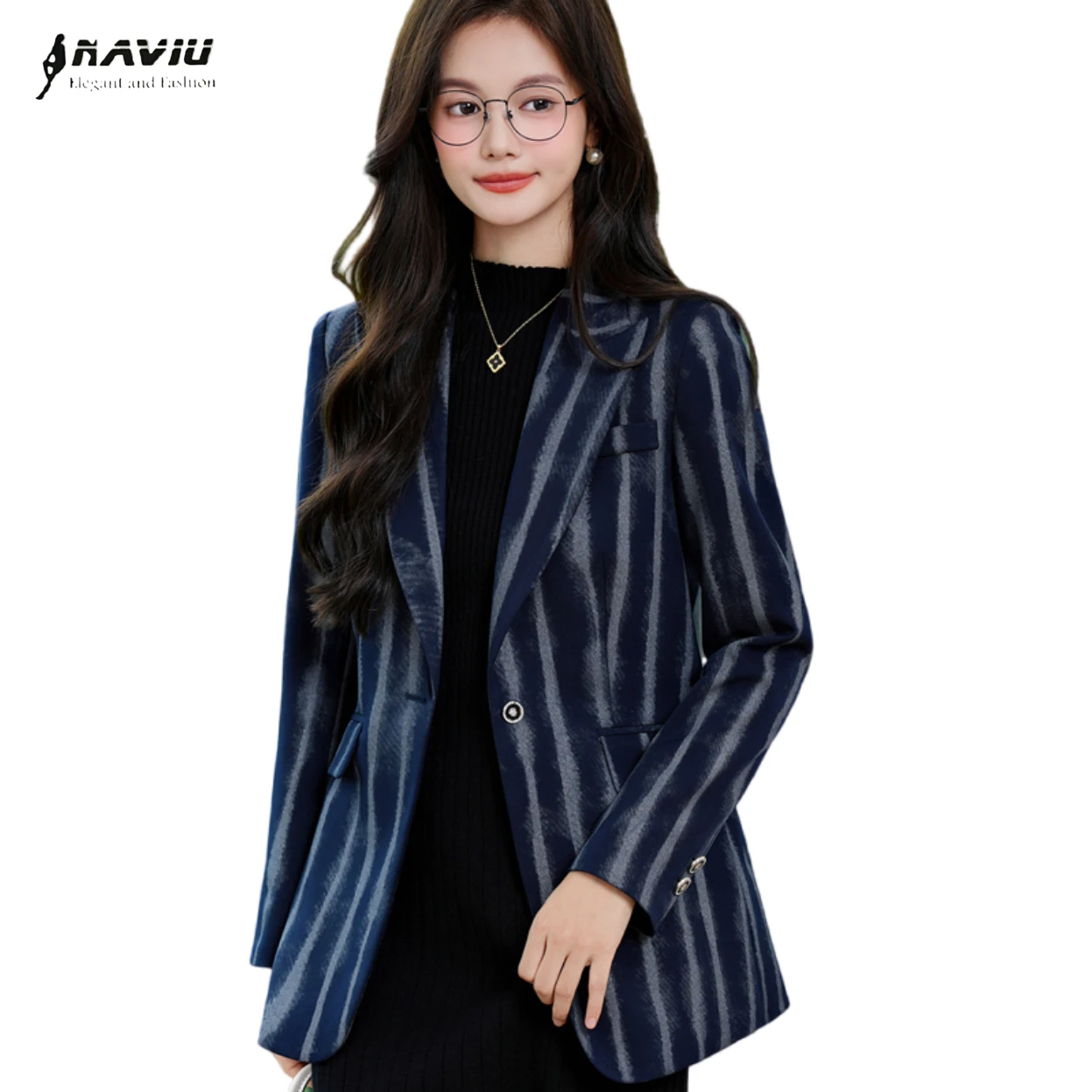 

NAVIU женский приталенный повседневный пиджак с длинным рукавом на одной пуговице профессиональная офисная куртка деловое рабочее пальто для женщин