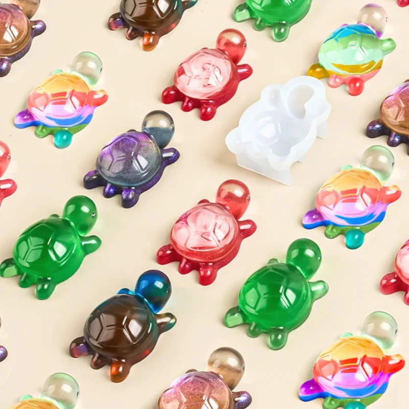 Cute Little Sea Turtle Silicone Mold DIY Epoxy Resin Casting Mould 3D Animal Crystal UV Glue Making Molds Mini Tabletop Ornament