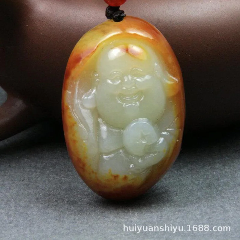 Xinjiang Hotan Seed Material Guanyin Buddha Raw Stone with Skin Jade Pendant Jadeite Ornament