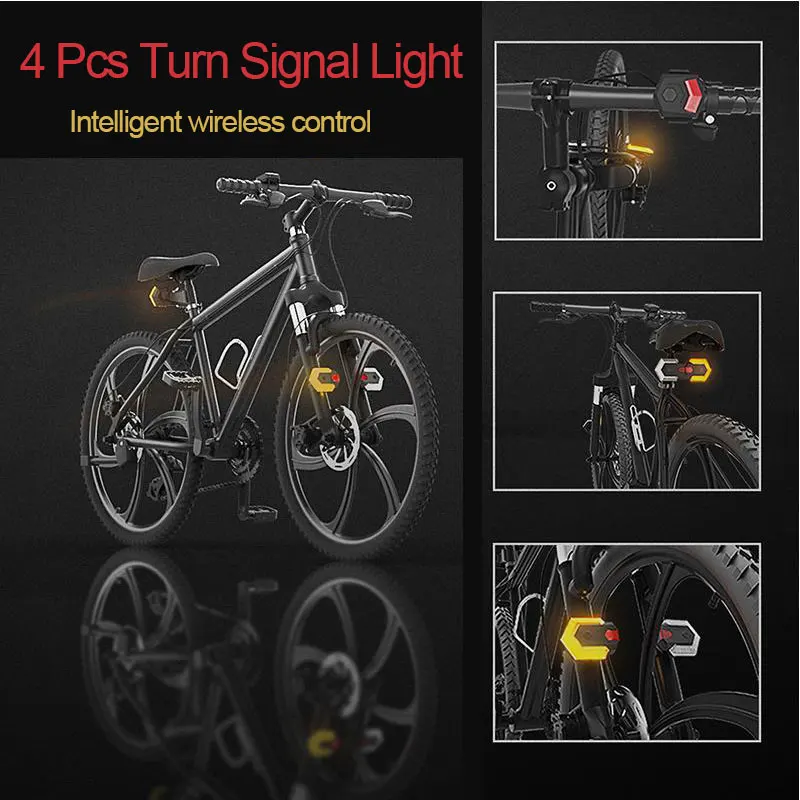 1 Set Turn Signals for bicycle Front Rear Light Smart Wireless Remote Control Bike Light Cycling Safety Warning LED Accessories