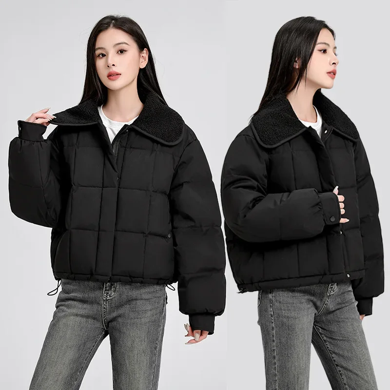 Down Cotton Jacket 2024 Women's New Chinese Style Winter Clothing, Small Cotton Jacket, Knitted Doll Collar Short Cotton Jacket